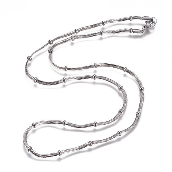 

PandaHall 304 Stainless Steel Herringbone Chain Necklaces, with Beads and Lobster Claw Clasps, Stainless Steel Color, 20.1 inch(51.2cm), 2mm...