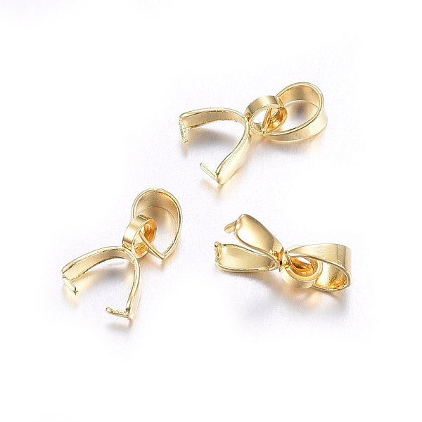 

PandaHall 304 Stainless Steel Pendant Pinch Bails, Golden, 9x7x2.5mm, Hole: 5x3.5mm 304 Stainless Steel