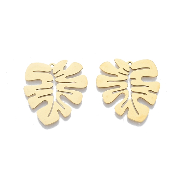 

PandaHall 201 Stainless Steel Pendants, Monstera Leaf, Real 18K Gold Plated, 28.5x27.5x1mm, Hole: 1.4mm 201 Stainless Steel Leaf