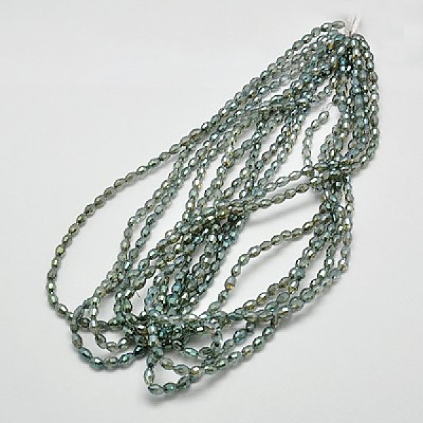 

PandaHall Electroplate Glass Beads Strands, Full Rainbow Plated, Faceted, Oval, Light Grey, 6x4mm, Hole: 1mm, about 72pcs/strand, 16 inch..., Gray