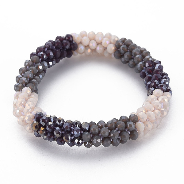 

PandaHall Crochet Glass Beads Braided Stretch Bracelet, Women's Nepel Handmade Jewelry, Gray, Inner Diameter: 1-5/8 inch(4.2cm) Glass Gray