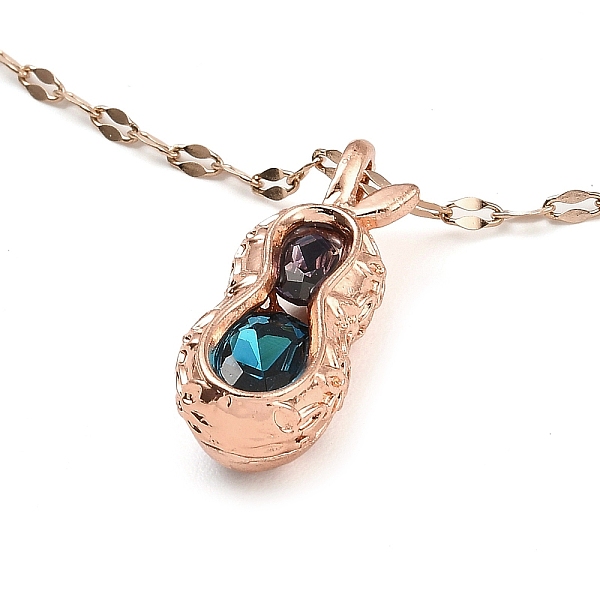 

PandaHall Colorful Glass Peanut Pendant Necklaces, with Brass Dapped Chains, Rose Gold, 16.26 inch(41.3cm) Brass Peanut