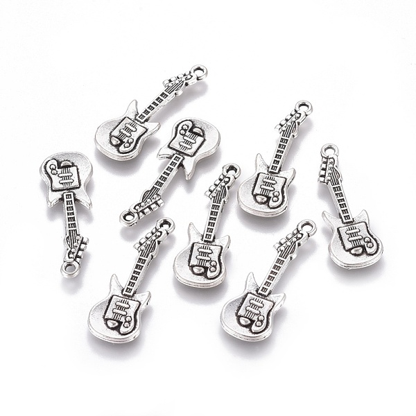 

PandaHall Tibetan Style Alloy Pendant, Guitar, Lead Free and Cadmium Free, Antique Silver, 31x11x2mm, Hole: 2mm Alloy Musical Instruments