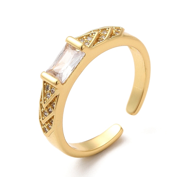 

PandaHall Rack Plating Brass Micro Pave Cubic Zirconia Cuff Rings, Long-Lasting Plated Rectangle Jewelry for Women, Cadmium Free & Lead Free..., Clear