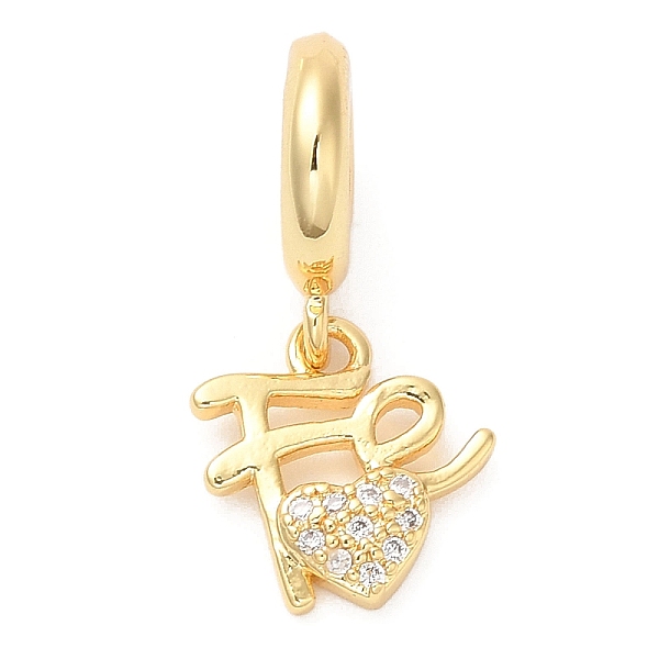 

PandaHall Brass Micro Pave Cubic Zirconia Pendants, Lead Free & Cadmium Free, Long-Lasting Plated, Word with Love, Real 18K Gold Plated..., Clear