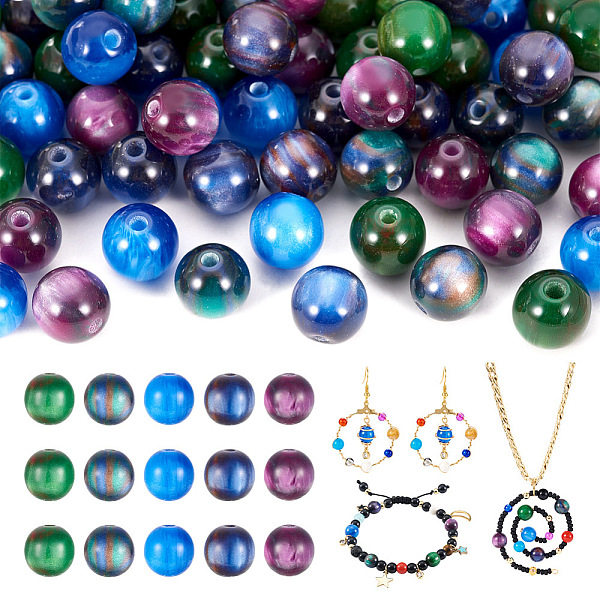 

PandaHall 5 Bags 5 Colors Opaque Sparkling Star Resin Beads, Round, Mixed Color, 8mm, Hole: 1.8mm, 1 bag/color, 20pcs/bag Resin Round..., Multicolor