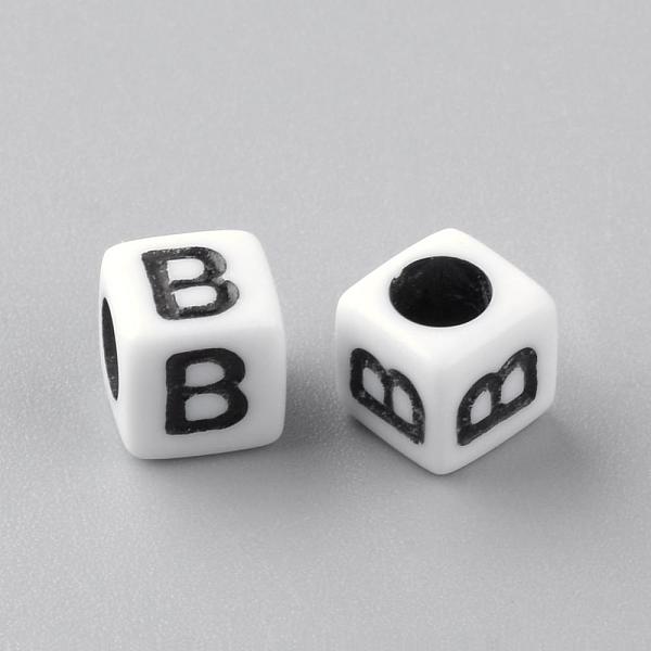 

PandaHall Opaque Acrylic Beads, Letter Style, Cube, Letter.B, 6x6x6mm, Hole: 3mm, about 3000pcs/500g Acrylic Letter B