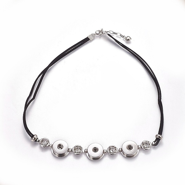 

PandaHall Faux Suede Necklace Making, with Brass Snaps, Acrylic Beads, Alloy Lobster Clasps, Iron Chains and Rhinestones, Black, 530x22x5mm...