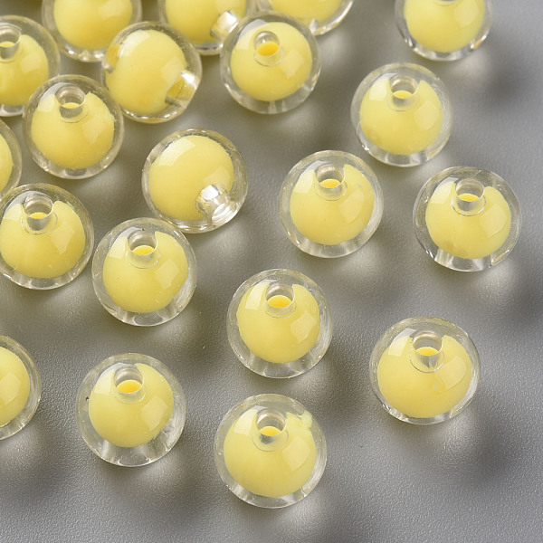 

PandaHall Transparent Acrylic Beads, Bead in Bead, Round, Yellow, 9.5x9mm, Hole: 2mm, about 960pcs/500g Acrylic Round Yellow