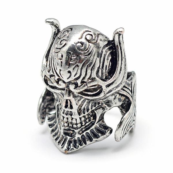 

PandaHall Alloy Finger Rings, Wide Band Rings, Skull, Size 11, Antique Silver, 21mm Alloy