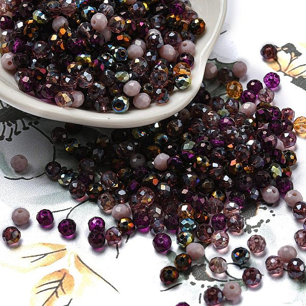 

PandaHall Transparent Glass Beads, Faceted, Rondelle, Purple, 4.5x4mm, Hole: 1mm, about 2000pcs/set Glass Rondelle Purple