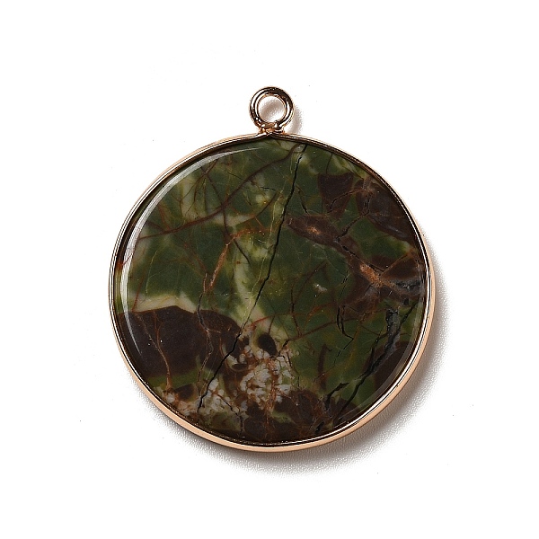 

PandaHall Natural Kambaba Jasper Pendants, Flat Round Charms, with Golden Plated Brass Frame, 35x31x3~3.5mm, Hole: 2.5mm Kambaba Jasper Flat...