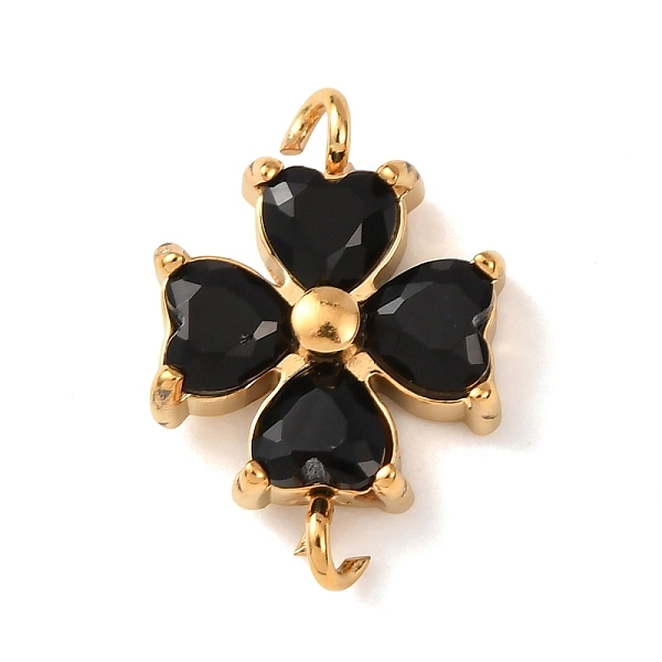 Breloques de connexion en forme de fleur serties de zircon cubique pavé en acier inoxydable 304