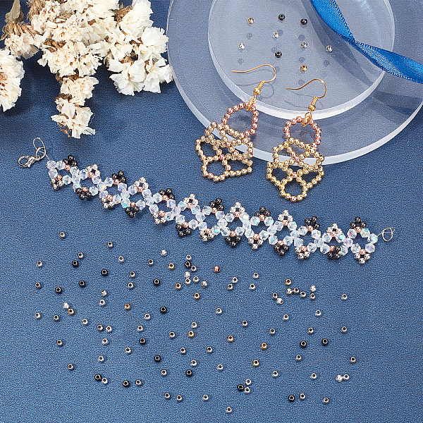 

PandaHall 360Pcs 6 Style 2 Sizes Brass Beads, Long-Lasting Plated, Round & Rondelle, Mixed Color, 60pcs/style Brass Rondelle