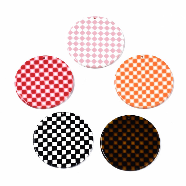 

PandaHall Cellulose Acetate(Resin) Pendants, Flat Round with Grid Pattern, Mixed Color, 39.5x39.5x2.5mm, Hole: 1.4mm Cellulose Acetate Flat..., Multicolor