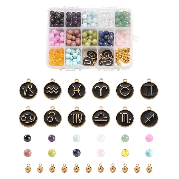 

PandaHall DIY Birthstone Bracelets Jewelry Making Kits, Including Gemstone, 304 Stainless Steel Tube Bails and Constellation Alloy Enamel..., Multicolor