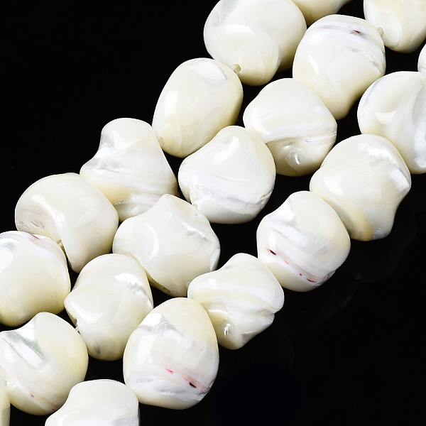 

PandaHall Natural Trochid Shell/Trochus Shell Beads Strands, Nuggets, Bleach, Seashell Color, 11~17x11~16x11~16mm, Hole: 1mm, about...