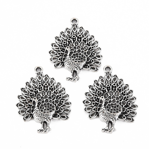 

PandaHall Tibetan Style Alloy Pendant Rhinestone Settings, Cadmium Free & Lead Free, Peacock, Antique Silver, Fit For 0.8mm Rhiestone...