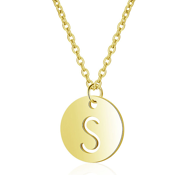 

PandaHall 201 Stainless Steel Initial Pendants Necklaces, with Cable Chains, Flat Round with Letter, Golden, Letter.S, 16.3 inch(40cm), 1mm...
