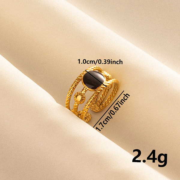 

PandaHall Fashion Round Enamel Open Cuff Ring, Simple Stainless Steel Jewelry for Women Stainless Steel
