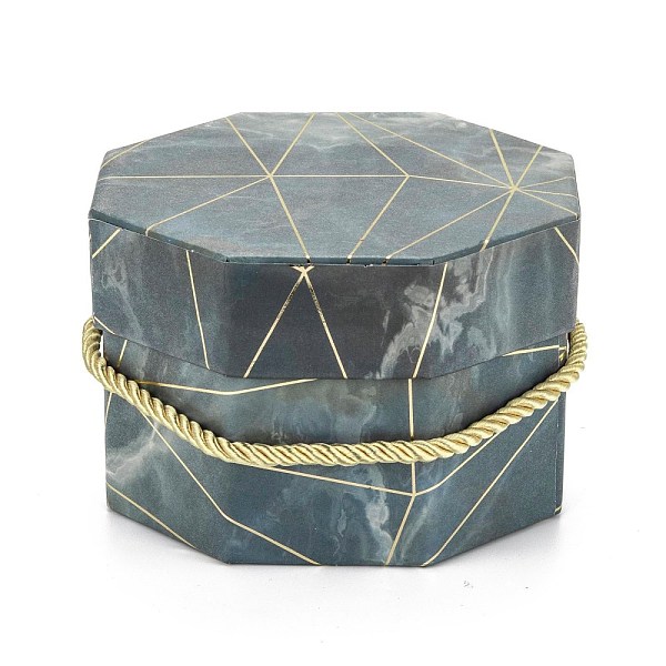 

PandaHall Valentine's Day Marble Texture Pattern Paper Gift Boxes, with Rope Handles, for Gift Packaging, Octagon, Dark Slate Blue...