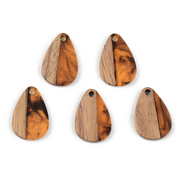 

PandaHall Resin & Walnut Wood Pendants, Teardrop, Orange, 21.5x14.5x3mm, Hole: 2mm Resin+Wood Teardrop Orange