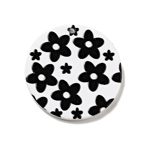 

PandaHall Printed Acrylic Pendants, Flat Round with Flower Pattern, Black, 29.5x2mm, Hole: 1.5mm Acrylic Flat Round Black