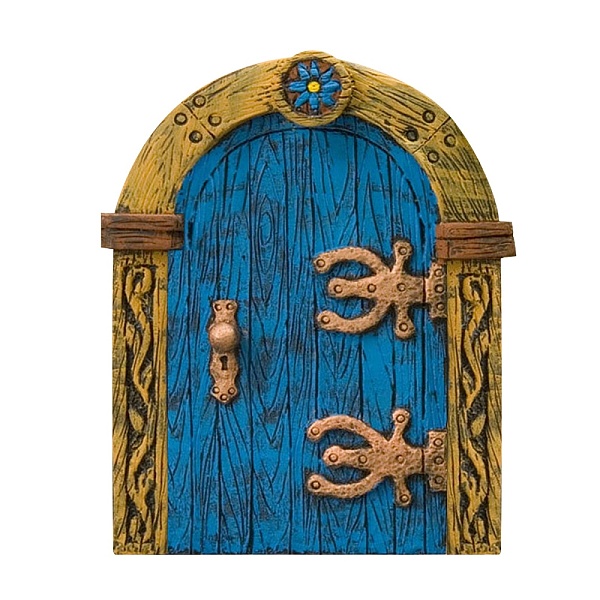 PandaHall Miniature Wooden Garden Door, for Dollhouse Accessories Pretending Prop Decorations, Dodger Blue, 100x85mm Wood Others