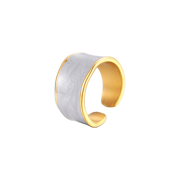 

PandaHall Stainless Steel Enamel Cuff Rings, Open Finger Rings, Real 18K Gold Plated Stainless Steel