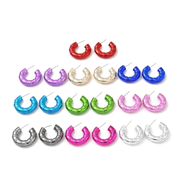 

PandaHall Bamboo Ring Acrylic Stud Earrings, Half Hoop Earrings with 316 Surgical Stainless Steel Pins, Mixed Color, 29x6.5mm Acrylic Bamboo..., Multicolor