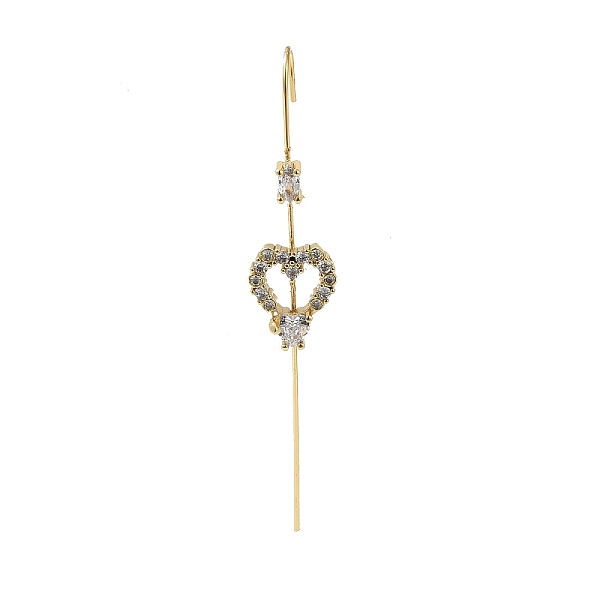 

PandaHall Brass Crystal Rhinestone Ear Wrap Crawler Hook Earrings for Women, Real 18K Gold Plated, Heart, 73.5x12.5mm, Pin: 1mm Rhinestone..., Clear