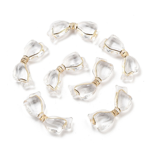 

PandaHall Plating Acrylic Beads, Golden Metal Enlaced, Bowknot, Clear, 19x29x6mm, Hole: 1.6mm, 469pcs/500g Acrylic Bowknot Clear