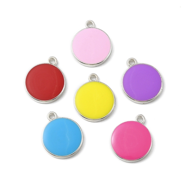 

PandaHall CCB Plastic Enamel Pendants, Platinum, Flat Round Charms, Mixed Color, 24.5x20x3mm, Hole: 2mm Plastic Flat Round Multicolor