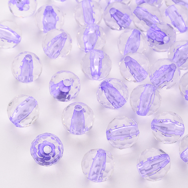 

PandaHall Transparent Acrylic Beads, Round, Faceted, Lilac, 12x11.5mm, Hole: 1.8mm, about 550pcs/500g Acrylic Round Purple