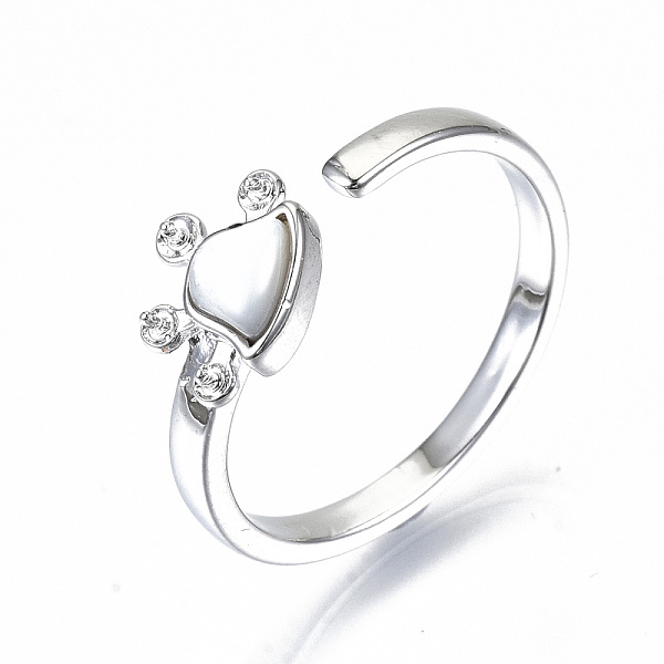 

PandaHall Brass Cuff Finger Ring Settings, with Cat Eye, For Half Drilled Beads, Nickel Free, Real Platinum Plated, US Size 8 3/4(18.7mm)...