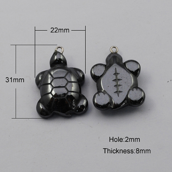 

PandaHall Non-magnetic Hematite Pendants, Grade A, with Iron Findings, Tortoise, Black, 31x22x8mm, Hole: 2mm Non-magnetic Hematite Tortoise...