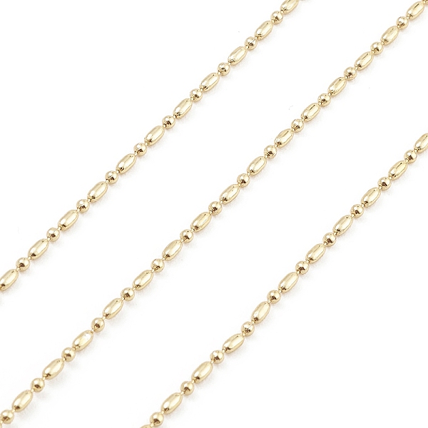 

PandaHall Brass Column & Round Ball Chains, Unwelded, with Spool, Real 18K Gold Plated, 1.2mm Brass