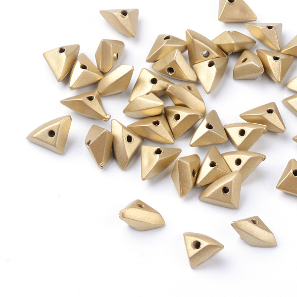 

PandaHall Plating Opaque Acrylic Beads, Triangle, Gold, 10~11x7x5mm, Hole: 1mm Acrylic Triangle Gold