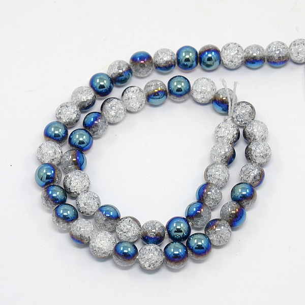 Round Half Electroplate Crackle Quartz Beads Strands