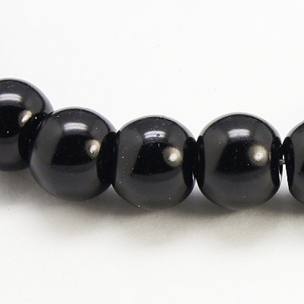 

PandaHall Glass Pearl Beads Strands, Pearlized, Round, Black, Size: about 3~4mm in diameter, hole: 1mm, about 220~230pcs/str Glass Round...