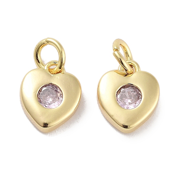 

PandaHall Brass Micro Pave Cubic Zirconia Charms, with Jump Ring, Heart, Real 18K Gold Plated, Pink, 8x6.5x2.5mm, Hole: 2.5mm Brass+Cubic...