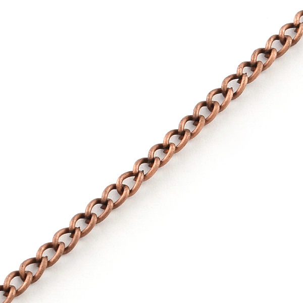 

PandaHall Unwelded Iron Curb Chains, with Spool, Red Copper, 3.4x2.4x0.7mm, about 328.08 Feet(100m)/roll Iron