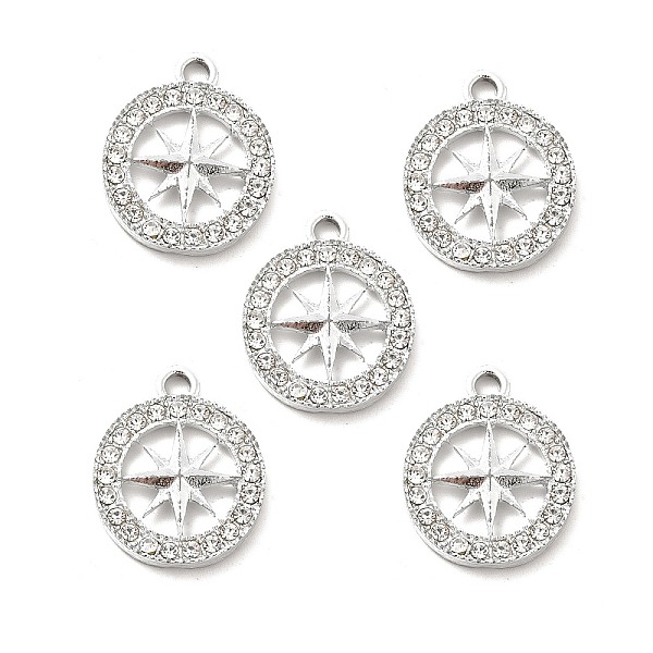 

PandaHall Alloy Rhinestone Pendants, Platinum Tone Hollow Out Flat Round with Star Charms, Crystal, 21x17x3mm, Hole: 2.2mm Alloy+Rhinestone..., Clear