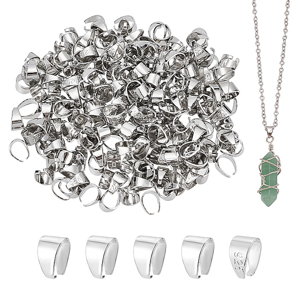 

PandaHall BENECREAT 200Pcs Rhodium Plated Sterling Silver Snap on Bails, Platinum, 6x4x5mm, Inner Diameter: 3.5x5mm Sterling Silver