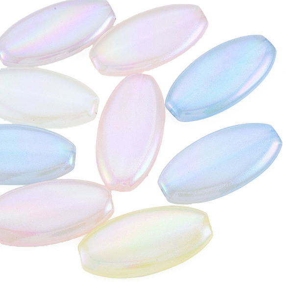 

PandaHall Rainbow Iridescent Plating Acrylic Beads, Glitter Beads, Oval, Mixed Color, 39.5x20x6.5mm, Hole: 2.5mm Acrylic Oval Multicolor