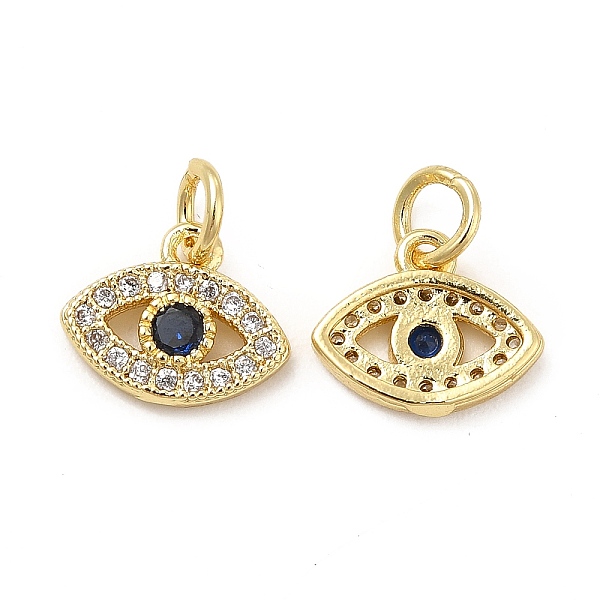 

PandaHall Brass Micro Pave Cubic Zirconia Charms, with Jump Ring, Evil Eye Charm, Golden, 9x10.5x2mm, Hole: 3.3mm Brass+Cubic Zirconia Evil..., Clear