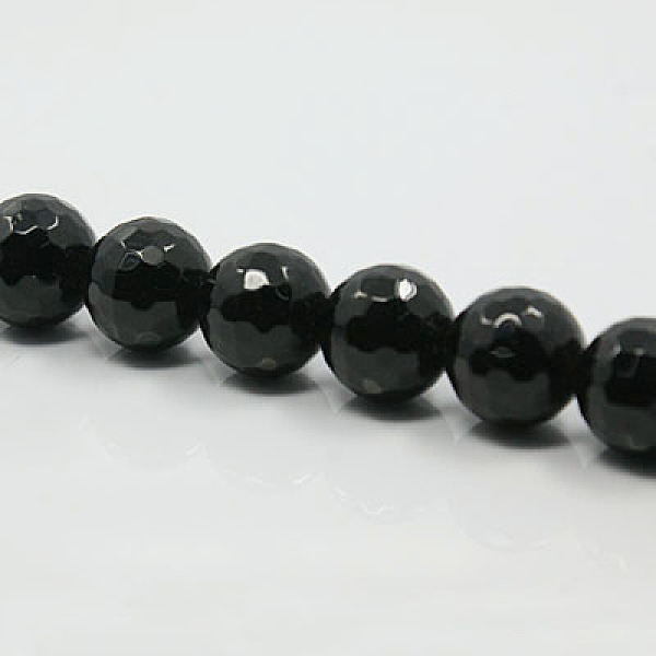 

PandaHall Natural White Jade Beads Strands, Faceted, Dyed, Round, Black, 10mm, Hole: 1mm, about 36pcs/strand, 15 inch White Jade Round Black