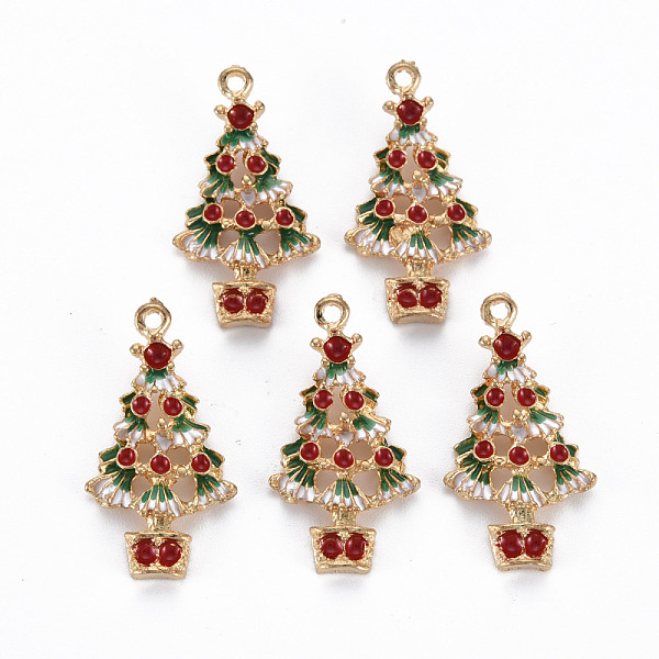 

PandaHall Alloy Enamel Pendants, Cadmium Free & Nickel Free & Lead Free, Christmas Trees, Light Gold, Colorful, 29x15.5x3mm, Hole: 1.6mm...