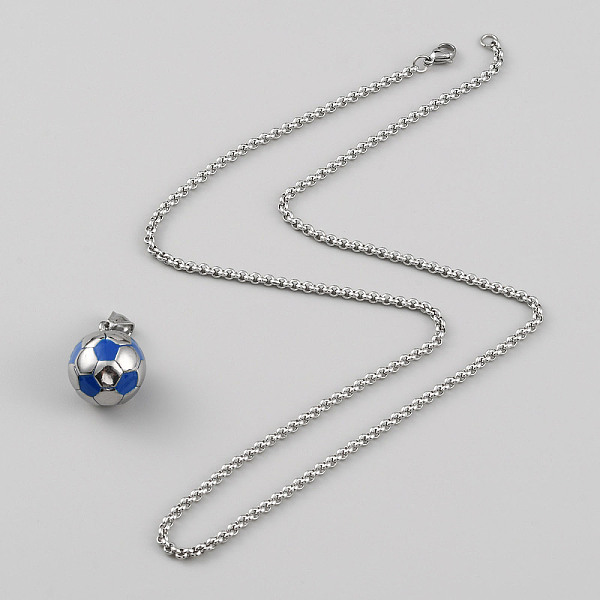 

PandaHall 304 Stainless Steel Football Pendant Necklace with Rolo Chains for Women, Stainless Steel Color, 21.77 inch(55.3cm) 304 Stainless...