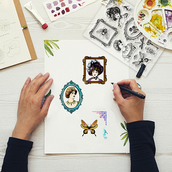 

PandaHall PVC Plastic Stamps, for DIY Scrapbooking, Photo Album Decorative, Cards Making, Stamp Sheets, Women Pattern, 16x11x0.3cm Plastic...